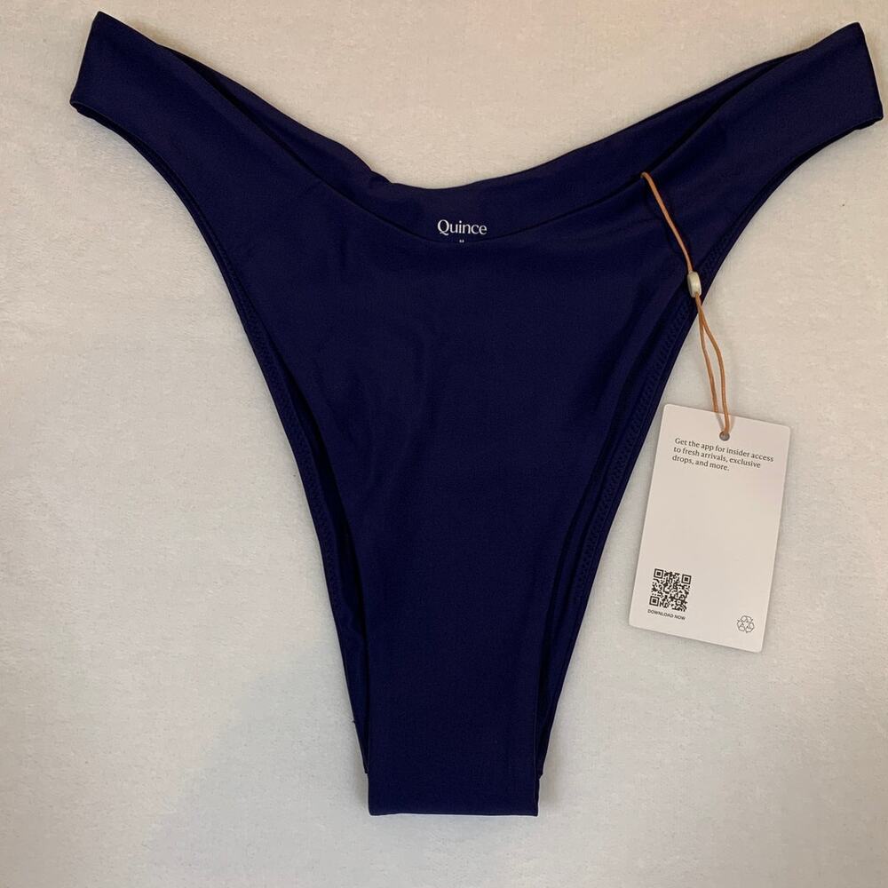 NWT Quince Navy High Cut Bikini Bottoms Size Medium